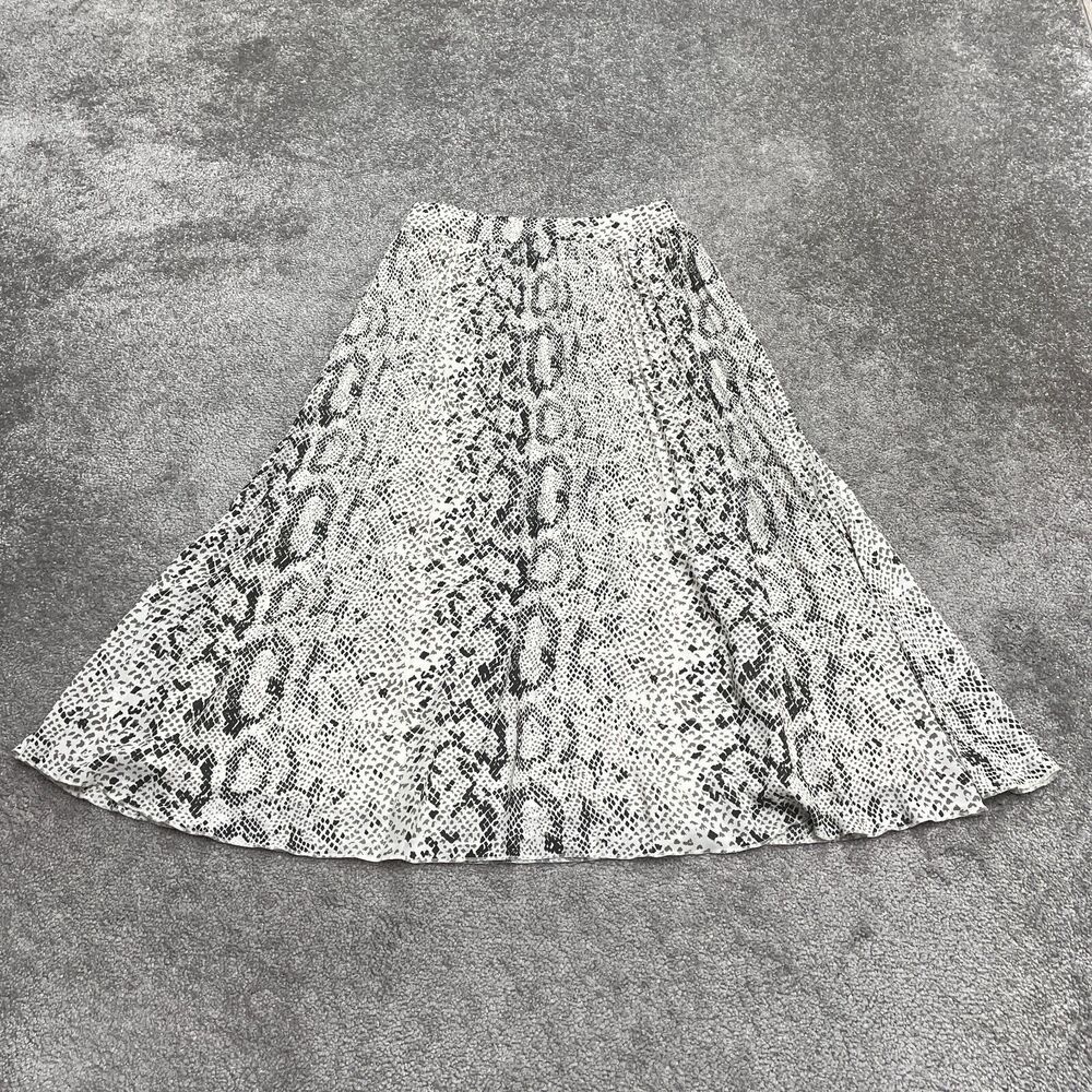 J. Crew Snake Skin Pleated Midi Skirt Womens 0 White Gray Animal Print Lined